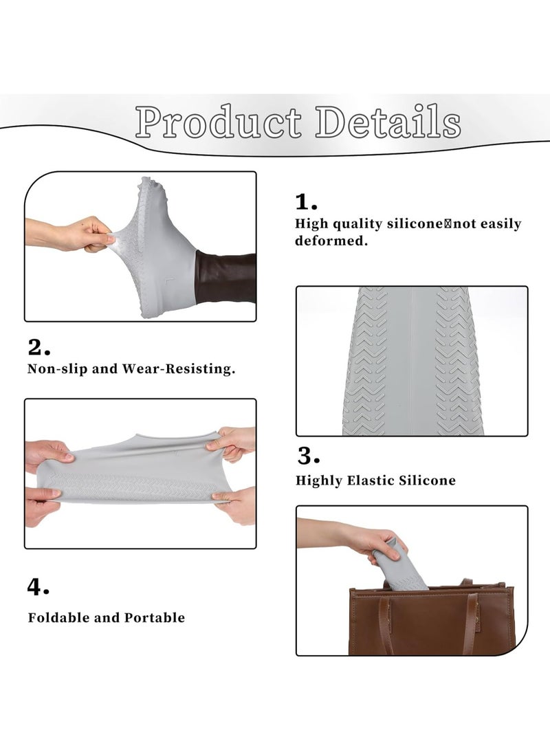 أوزيغالور أغطية أحذية سيليكون مقاومة للماء، مانعة للانزلاق، قابلة لإعادة الاستخدام، للرجال والنساء (L، رمادي). - Image 2