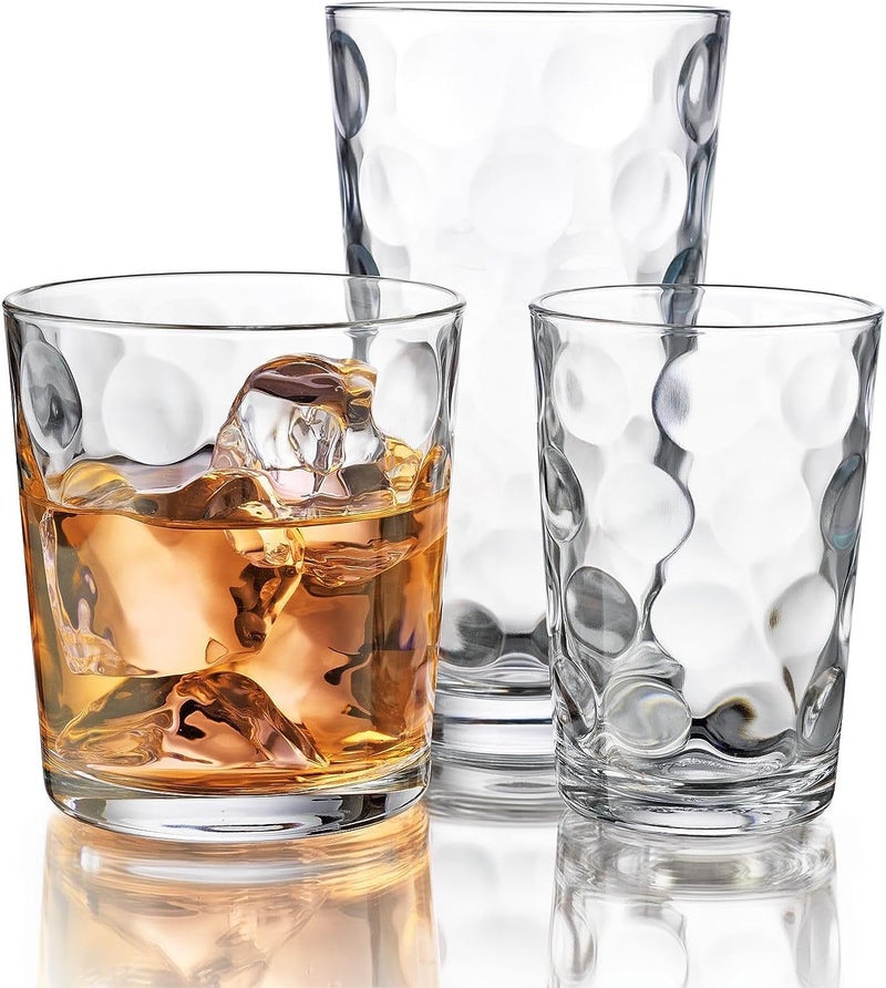 Home Essentials 12-pc Galaxy Glassware - Drinking Glasses, Mixed Drinkware Set. Highball 17 oz. Rock 13 oz. Juice 7 oz. Glass Tumblers - Image 1