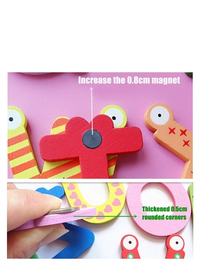 Cool Baby Cute 26 pieces of A-Z colored wooden refrigerator magnets for children's learning toys - Image 3