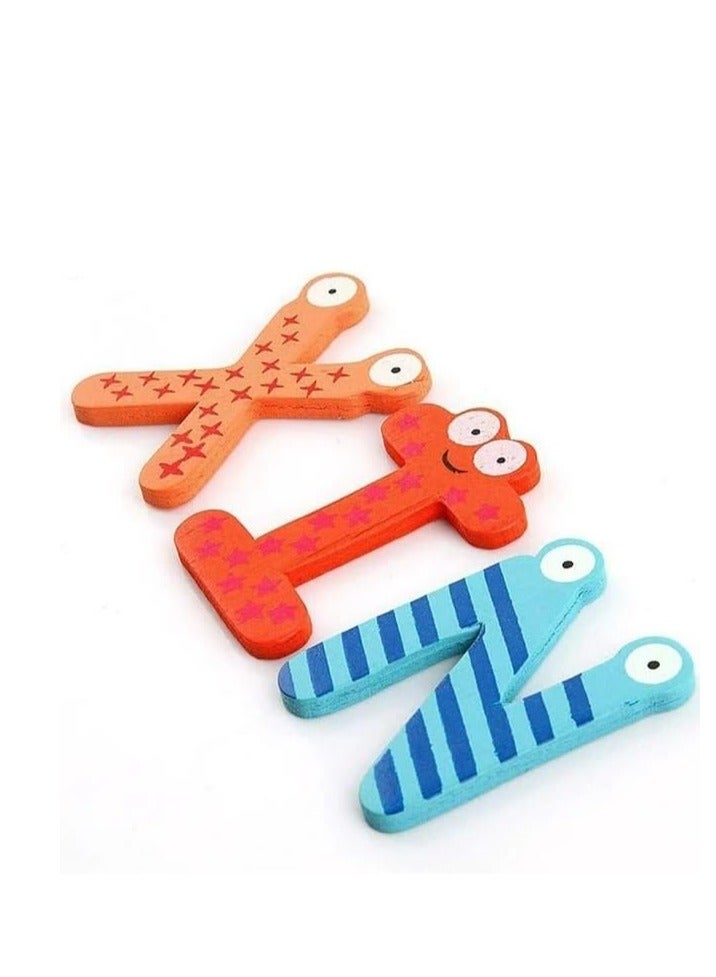 Cool Baby Cute 26 pieces of A-Z colored wooden refrigerator magnets for children's learning toys - Image 4