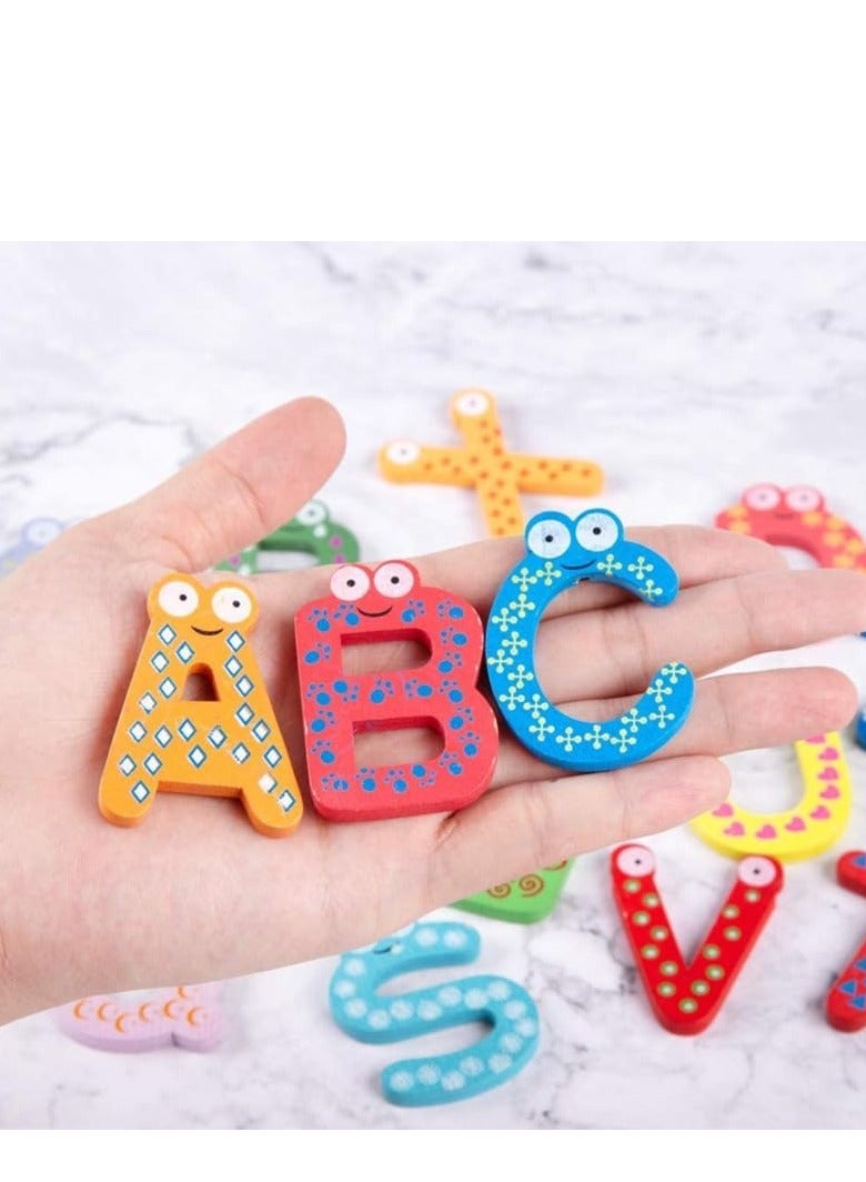 Cool Baby Cute 26 pieces of A-Z colored wooden refrigerator magnets for children's learning toys - Image 5