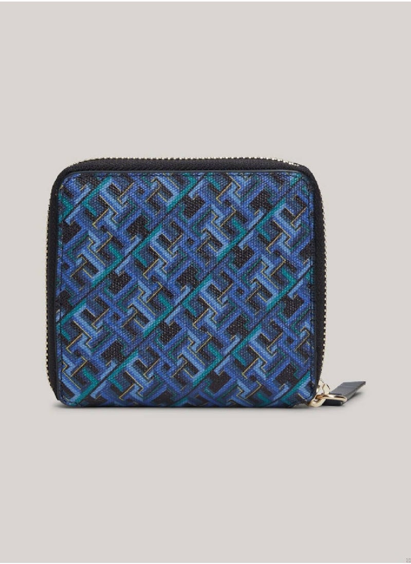 TOMMY HILFIGER - Women's Zip-Around Coin Wallet -  Pure cotton, Blue - Image 1