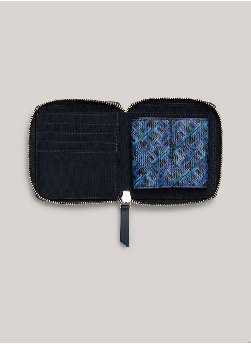 TOMMY HILFIGER - Women's Zip-Around Coin Wallet -  Pure cotton, Blue - Image 1