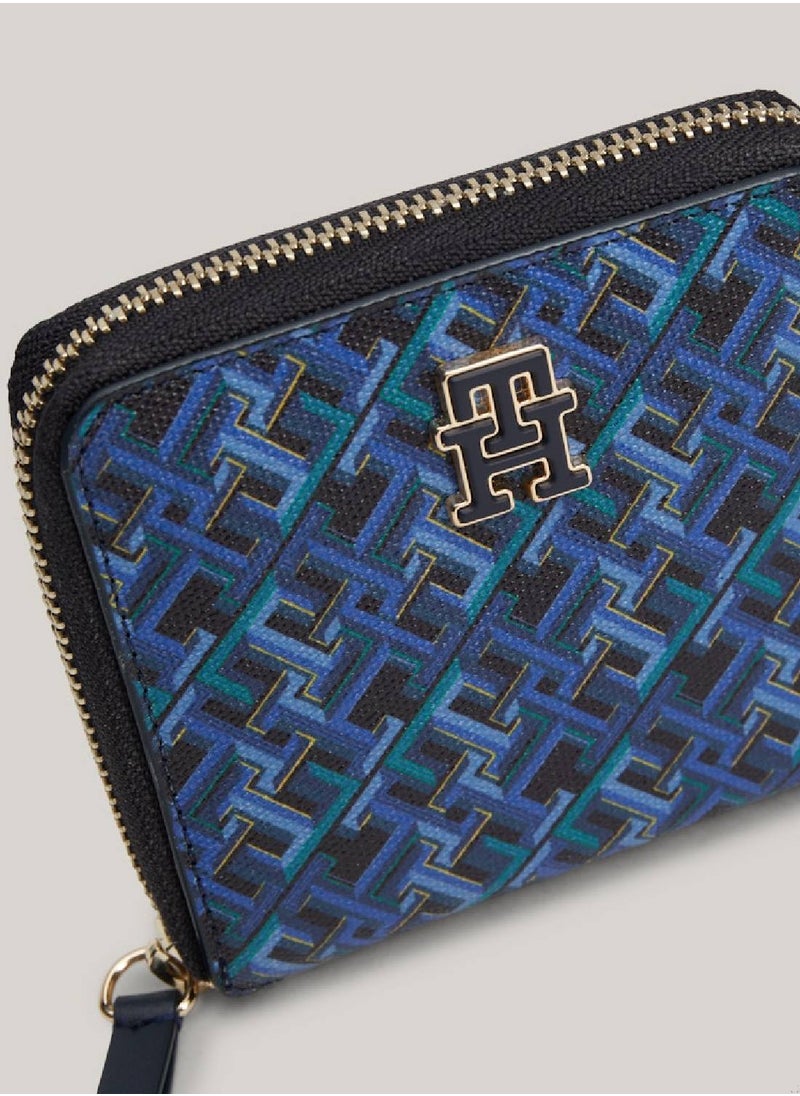 TOMMY HILFIGER - Women's Zip-Around Coin Wallet -  Pure cotton, Blue - Image 1