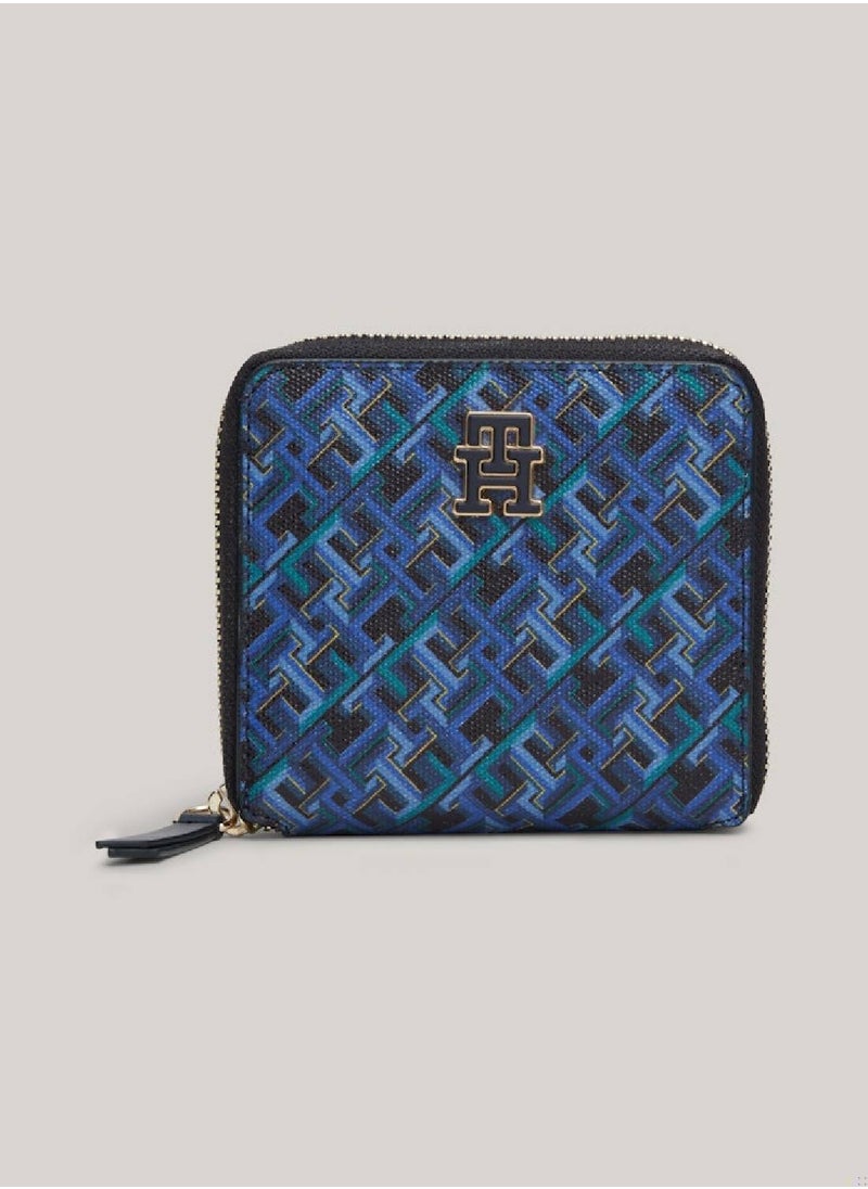 TOMMY HILFIGER - Women's Zip-Around Coin Wallet -  Pure cotton, Blue - Image 1