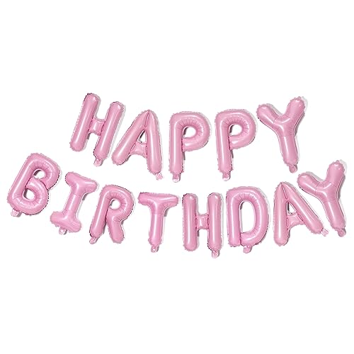 KALOR Pink Happy Birthday Balloons Banner 16 Inch Mylar Foil Letters Balloon Sign for Birthday Party Decorations Photo Booth Backdrop - Image 1