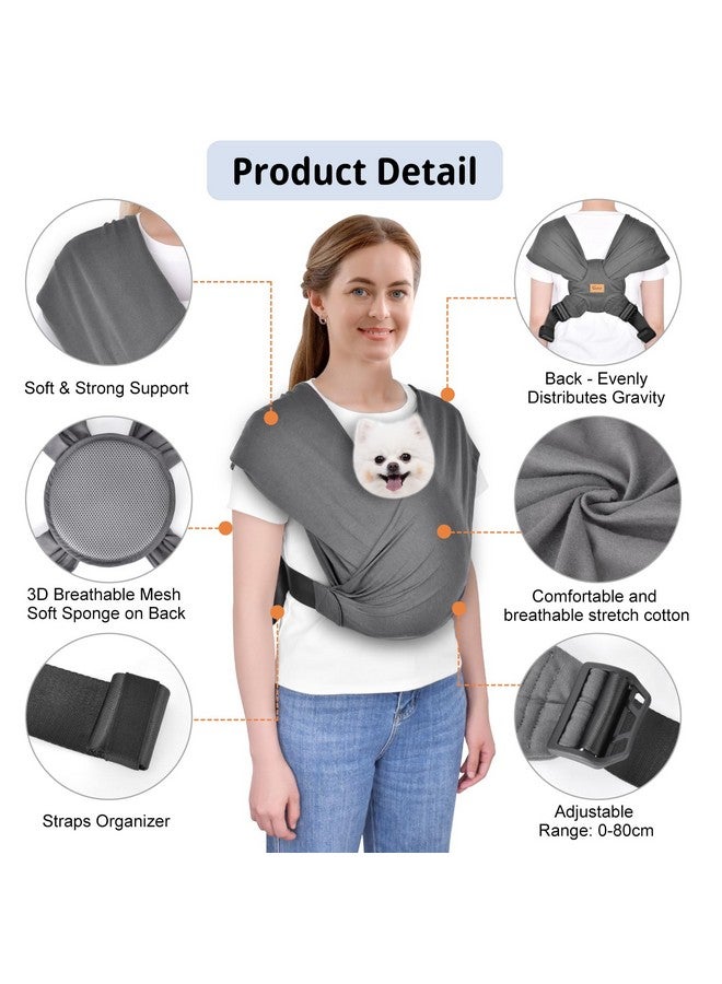 CUBY Swaddle Dog Sling Carrier for Small Dogs, Front Pet Sling Carrier Chest,Hands Free Adjustable Cat Sling Carrier Soft Cotton Reducing Pain Puppy Sling Carrier for Small Pet Up to 11lb (Dark Gray) - Image 5