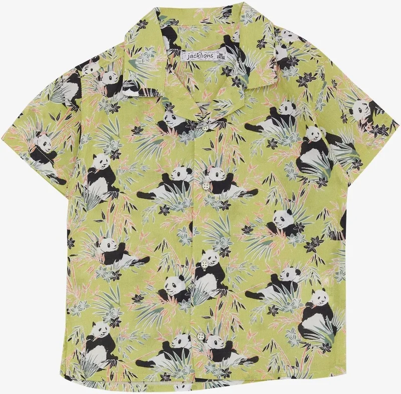 Jack Lions Boy's Shirt Fun Panda Patterned 1.5-5 Years, Pistachio Green