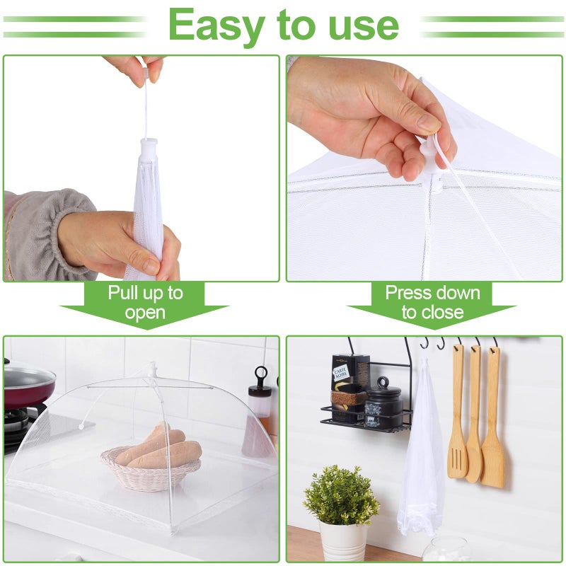 Rindion 4 Pack Mesh Food Covers 17 inch, Large and Tall Food Covers, Pop-Up Mesh Food Covers Tent Umbrella for BBQs, Outdoors, Screen Tents, Parties Picnics, Fruit Cover - Image 4