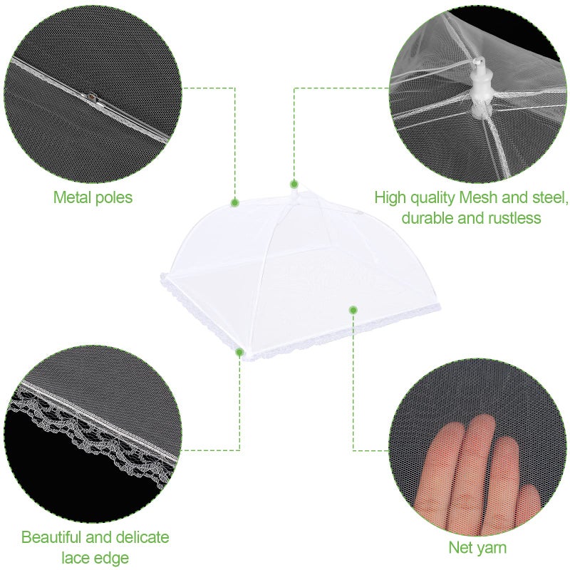 Rindion 4 Pack Mesh Food Covers 17 inch, Large and Tall Food Covers, Pop-Up Mesh Food Covers Tent Umbrella for BBQs, Outdoors, Screen Tents, Parties Picnics, Fruit Cover - Image 3