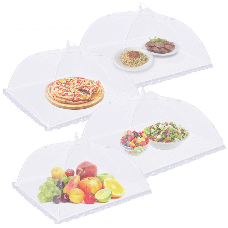 Rindion 4 Pack Mesh Food Covers 17 inch, Large and Tall Food Covers, Pop-Up Mesh Food Covers Tent Umbrella for BBQs, Outdoors, Screen Tents, Parties Picnics, Fruit Cover - Image 1