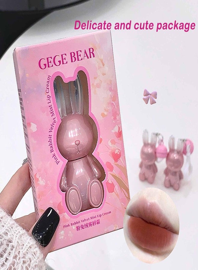 KTouler 3 Colors Red Pink Brown Cute Bunny Lip Gloss Set,2 IN 1 Liquid Velvet Matte Keychain Lipstick Long Lasting Waterproof Lipstick for Women Girls - Image 3