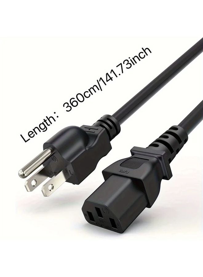 Universal Power Cord 3 6M 12FT SJTW 18AWG NEMA 5 15P To IEC320 C13 For PC Monitor TV - Image 3