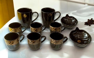 BROP Coffee Mug Stylish Ceramic 8pcs Set Mug with Stylish Platter Bowl or TrayAny One Handmade Crafted Finish Glossy Inside Dishwasher Safe for Gifting Purpose Brown1 - pzsku/Z1DF858A705D572D095DBZ/45/1748265220/6b5ba83c-c363-4796-9864-244d3f51dd3c