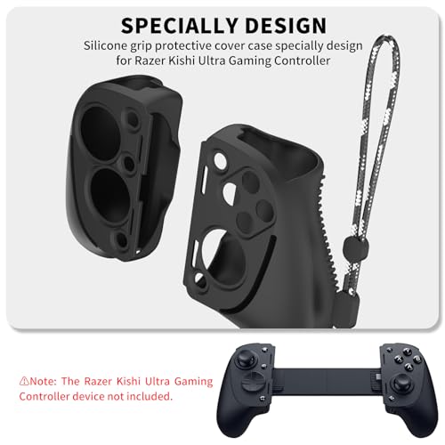 Wacanc Silicone Grip Case Cover for Razer Kishi Ultra Gaming ControllerController Grip Protective Cover Compatible with Razer Kishi Ultra Gaming ControllerHandle Protective Case Cover with Lanyard Black - Image 3