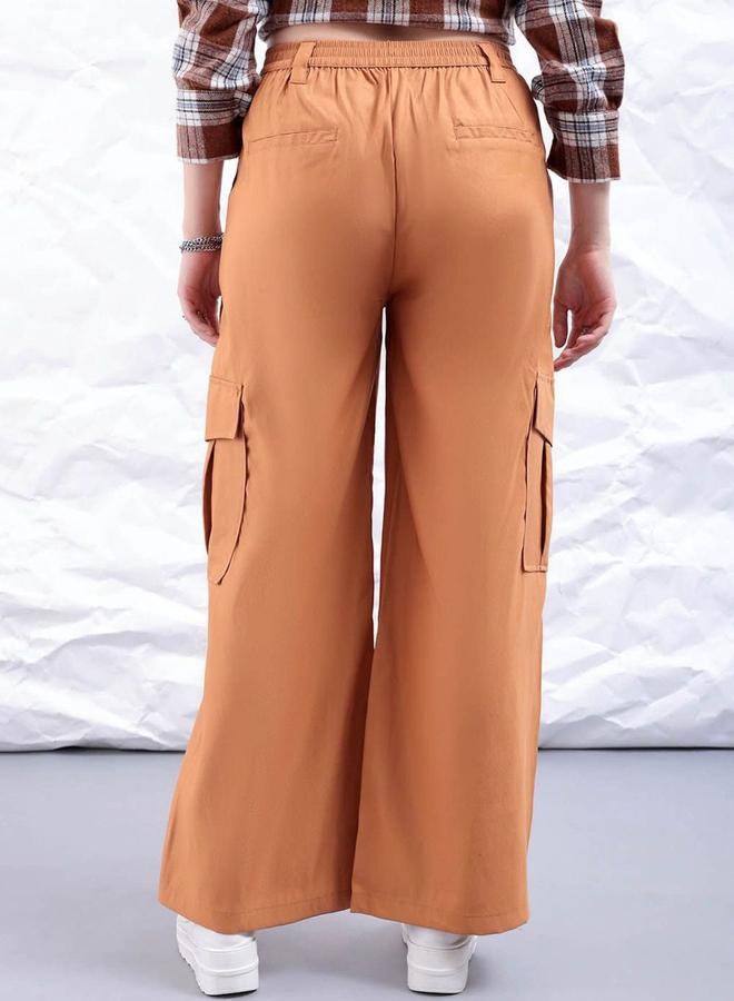 Freehand Women Rust Flared Cargo Trousers - Image 3