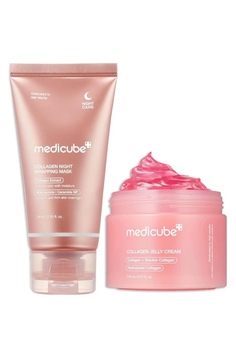 Medicube 2-Piece Medicube Korean Collagen Night Wrapping Mask 75 ml & Collagen Jelly Cream 110 ml - Image 1