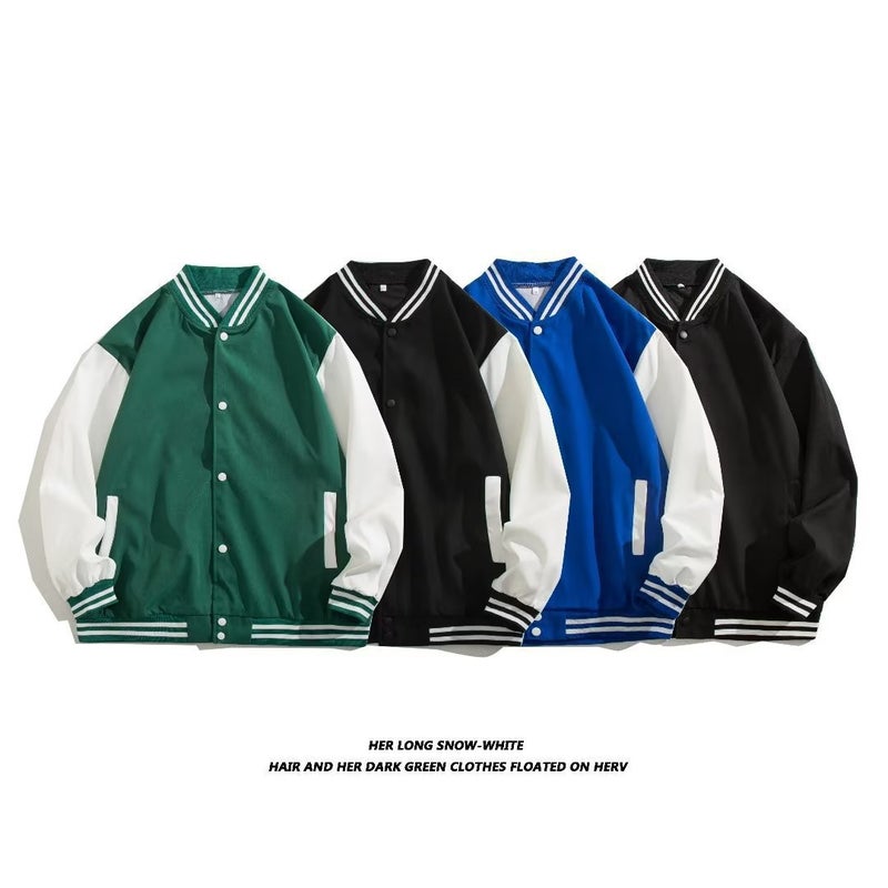 Trendy Brand Stitching Contrasting Color Baseball Uniform Jackets For Men And Women Korean Style Trendyy Loose And Versatile Casual Sports Jackets - Image 2