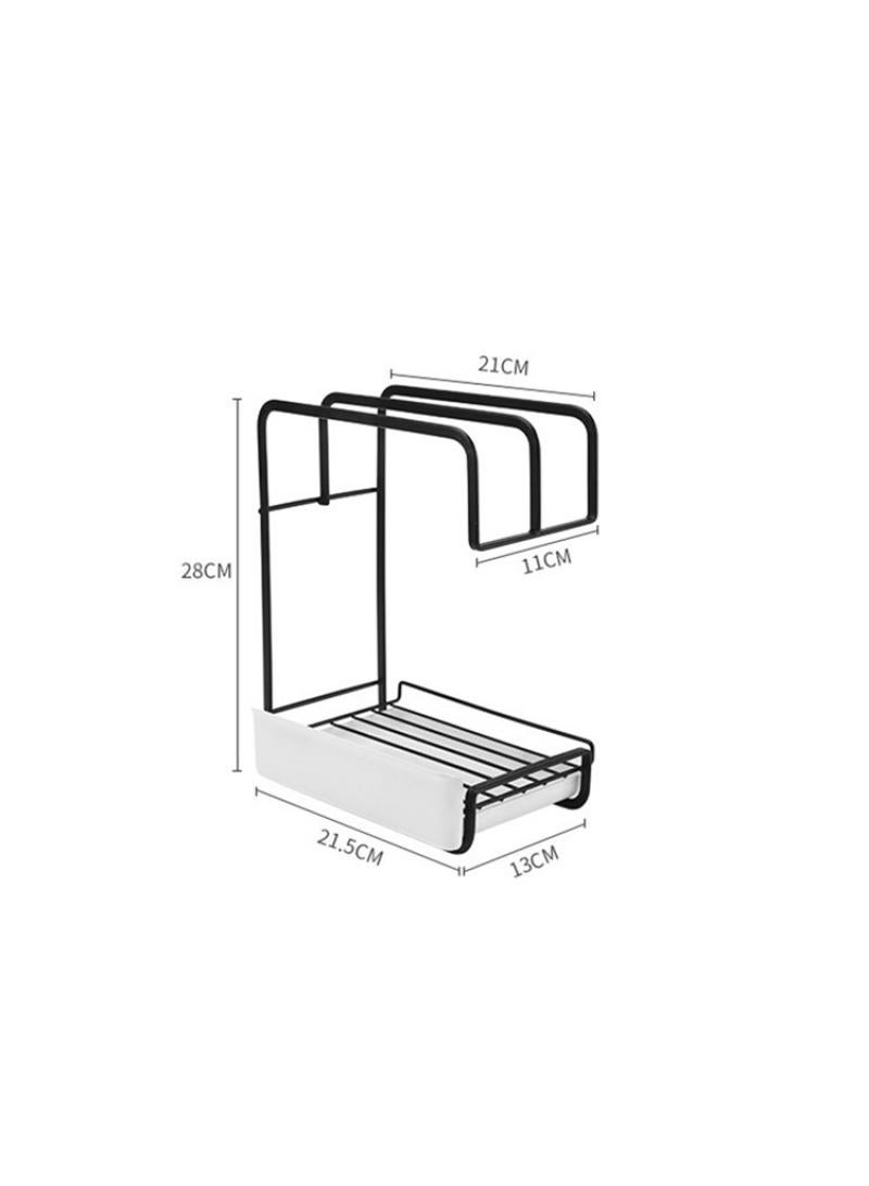 Kitchen Utensil Hanging Accessory Wall Sponge Organizer Storage Towel Rack Black - Image 2