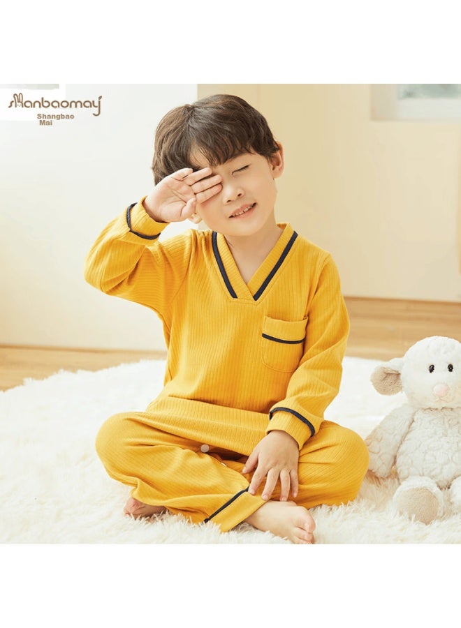 Shanbaomay Spring And Autumn Children's Onesie Pajamas, Thick Cotton Baby Warm Sleeping Bag, Home Wear, Anti-kick, For Boys And Girls, Bean Green, Size 120 - Image 4