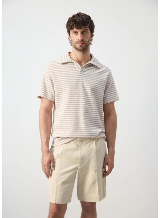 Regular fit textured stripe polo