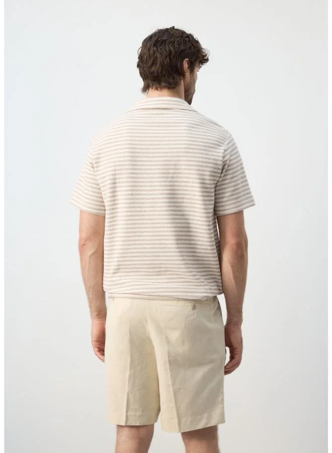 Mango Man Regular fit textured stripe polo