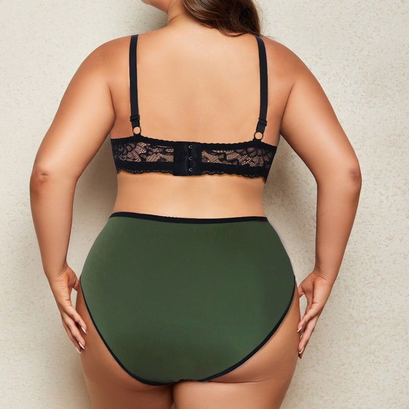 Plus Size Lace Bra and Panty Set Underwire Full Coverage - Image 2