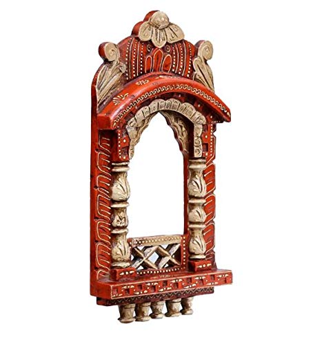 Medieval Arts Peacocks Solid Wood Hand Painted Wall Hanging 18' Jharokha, Multicolour - Image 3