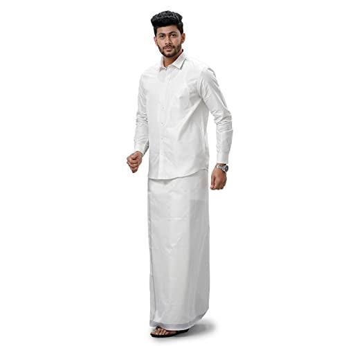 RAMRAJ COTTON طقم قميص ودهوتي فضي من رامراج للرجال|مثالي للمناسبات الاحتفالية والزفاف - Image 3