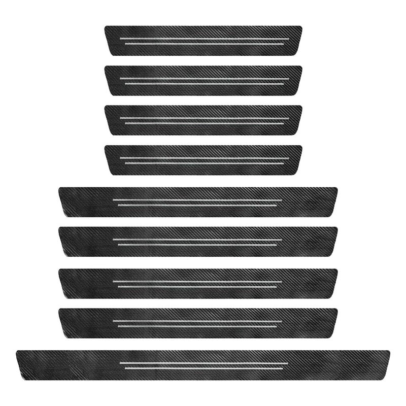 Car Door Sill Protectors 9-Piece Black Carbon Fiber Style - Scratch-Resistant Waterproof Easy Install Door Sill Guards for Universal Car Suv Truck Rv Interior Protection - Image 1