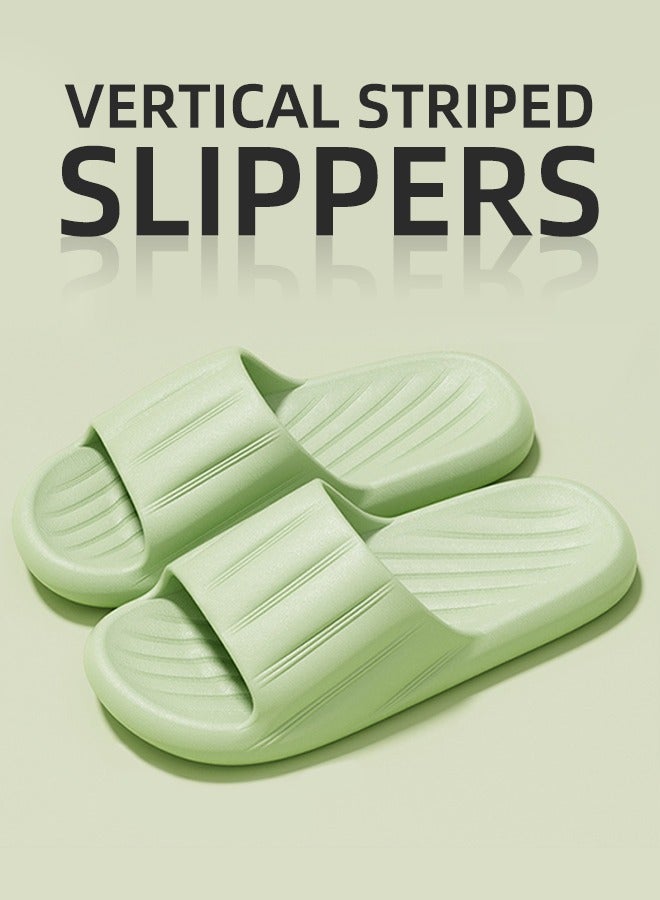Slippers Non-slip Bath Shoes Home Slippers Men And Women's Home Bathroom Bath Non-Slip Wear-Resistant Breathable Slippers Green（38-39）  - Image 1