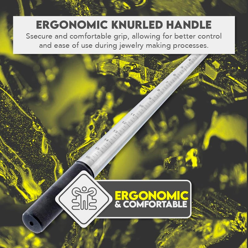 SE 13-Inch Polished Steel Ring Mandrel - Marked 1 to 16 US Sizes, Ungrooved, with Knurled Handle for Jewelry Making and Sizing - JT-SP2 - Image 4