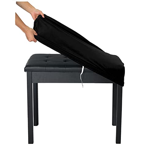 SINOSSO Soft Velvet Piano Bench Cover, (20"- 26.5") L x (11.8"- 15.7") W Rectangle Stretch Washable Stool Upholstered Protector Slipcover, (S, Black) - Image 1