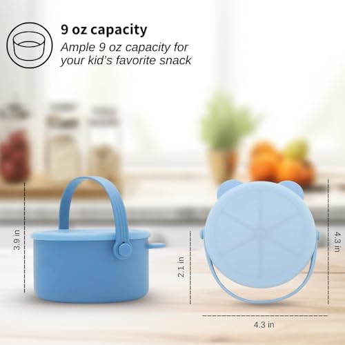 vaanshie Silicone No Spill Snack Cups for Toddlers – Portable Baby Snack Cup Containers with Dustproof Lid – Dishwasher-Friendly Toddler Spill Proof Cups Without BPA, Lead, or Phthalates – Blue and Pink - Image 2