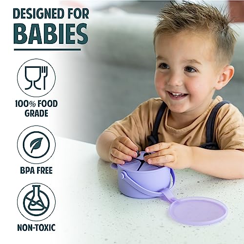 vaanshie Silicone No Spill Snack Cups for Toddlers – Portable Baby Snack Cup Containers with Dustproof Lid – Dishwasher-Friendly Toddler Spill Proof Cups Without BPA, Lead, or Phthalates – Blue and Pink - Image 4