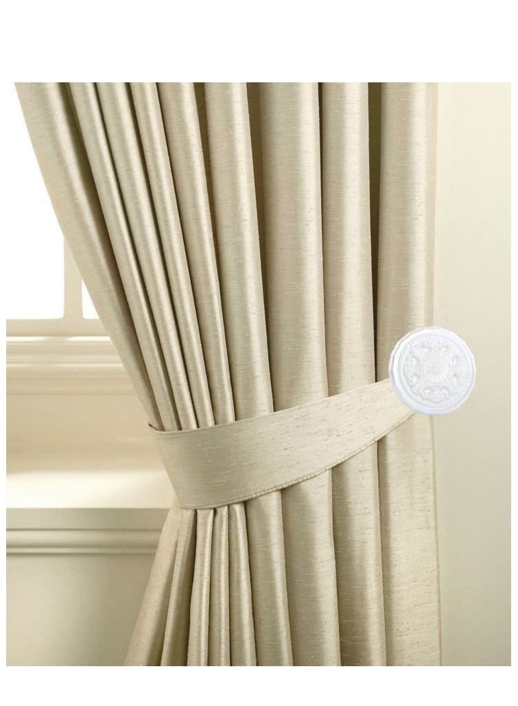 IDT 1 Pair Curtain Holdbacks Window Tie Backs Holders For Bedroom Wall Office Decor Home Sheer Blackout Drapes Blind Curtains Decorations Accessories Buckle Hooks White Colour - Image 1