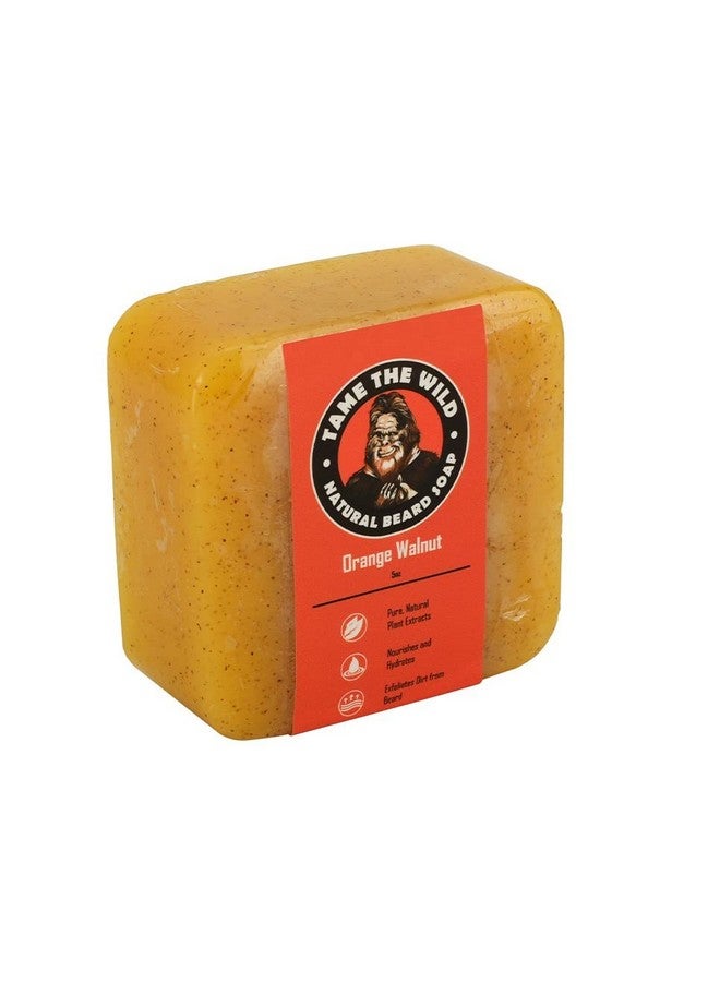 TAME THE WILD MAKE YOUR BEARD BEHAVE Tame The Wild Orange Walnut Beard Soap - Natural Beard Wash - Beard Shampoo & Conditioner - Mens Exfoliating Face & Body Scrub - Made Of Shea Butter & Coconut Oil - 1 5Oz Bar - Father'S Day Gift - Image 1