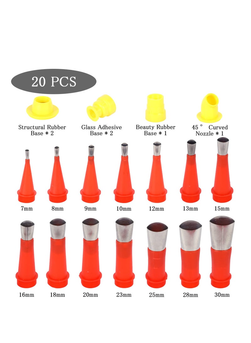 Zikra Universal Integrated Rubber Nozzle Tool Kit, 20Pcs Upgraded Caulking Finisher Tool, Rubber Nozzle Tool, Easy Caulking Finisher Set with Base, Caulking Nozzle Applicator for Home Use - Image 2