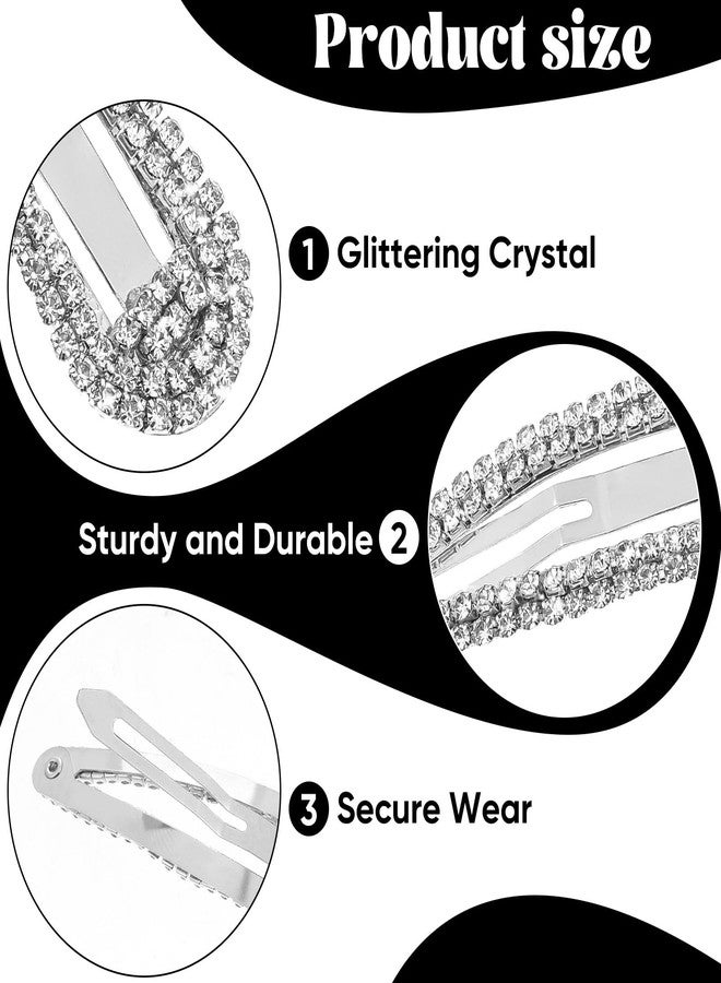 EupHHonycs 4 PCS Rhinestone Hair Clips, Water Drop Crystal Hair Barrettes Bling Metal Snap Duckbill Hairpins Hair Pin, Silver Hair Clips, Hair Barrettes for Women Bridal,Wedding,Party,Prom 2.36 Inch - Image 3