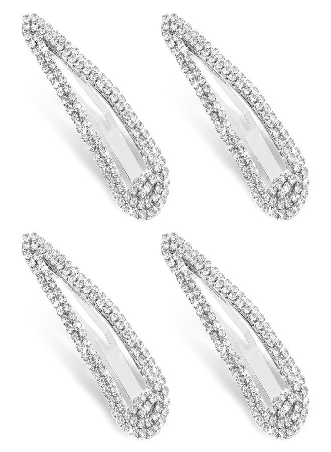 EupHHonycs 4 PCS Rhinestone Hair Clips, Water Drop Crystal Hair Barrettes Bling Metal Snap Duckbill Hairpins Hair Pin, Silver Hair Clips, Hair Barrettes for Women Bridal,Wedding,Party,Prom 2.36 Inch - Image 1