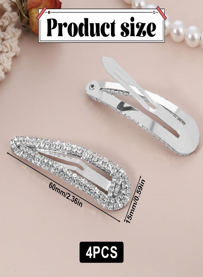EupHHonycs 4 PCS Rhinestone Hair Clips, Water Drop Crystal Hair Barrettes Bling Metal Snap Duckbill Hairpins Hair Pin, Silver Hair Clips, Hair Barrettes for Women Bridal,Wedding,Party,Prom 2.36 Inch - Image 2