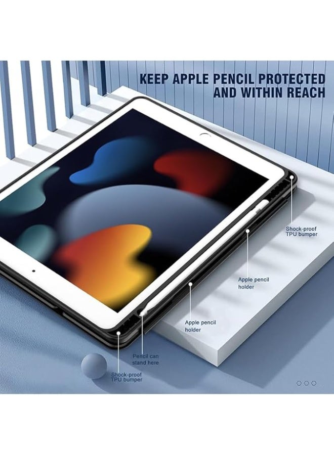 Case Compatible with iPad Air 10.5" (3rd Gen) 2019/iPad Pro 10.5" 2017 iPad 10.2 with Pencil Holder - Transparent Shockproof Auto-Sleep/WakeBack Case, (Blue) - Image 2