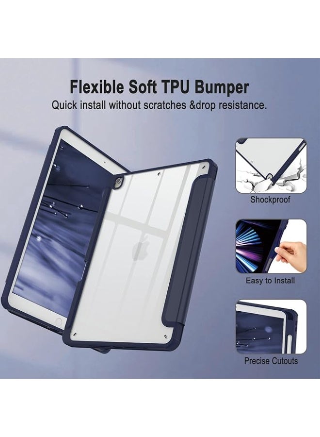 Case Compatible with iPad Air 10.5" (3rd Gen) 2019/iPad Pro 10.5" 2017 iPad 10.2 with Pencil Holder - Transparent Shockproof Auto-Sleep/WakeBack Case, (Blue) - Image 4
