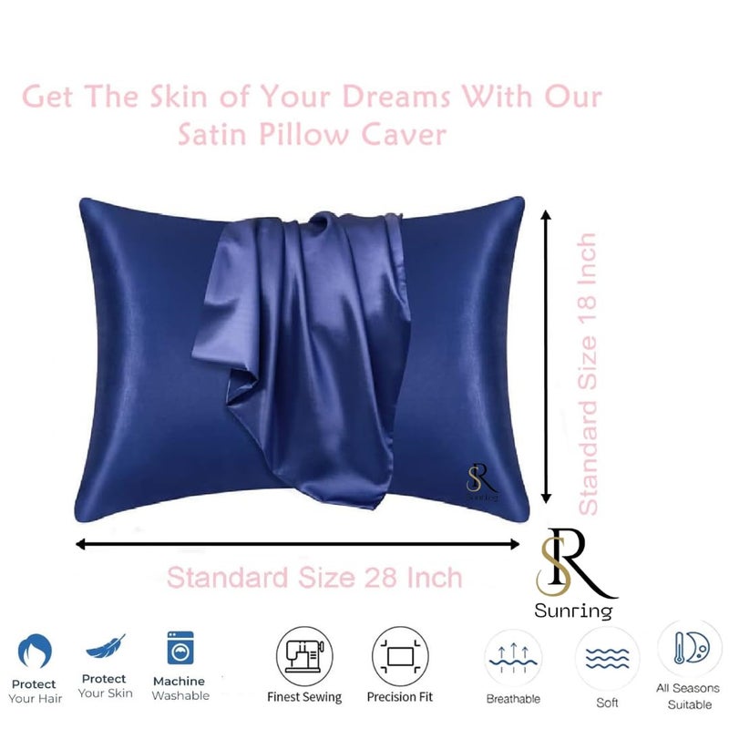 SUN Ring SUNRING Silk Pillowcase for Hair and Skin - Cooling Silk Pillow Case with Hidden Zipper, Soft Breathable Smooth Silk Pillow Cover for Women Girls (Standard, Blue) - Image 4