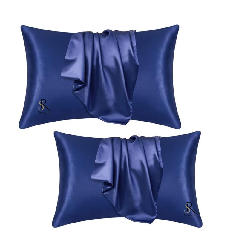 SUN Ring SUNRING Silk Pillowcase for Hair and Skin - Cooling Silk Pillow Case with Hidden Zipper, Soft Breathable Smooth Silk Pillow Cover for Women Girls (Standard, Blue) - Image 1