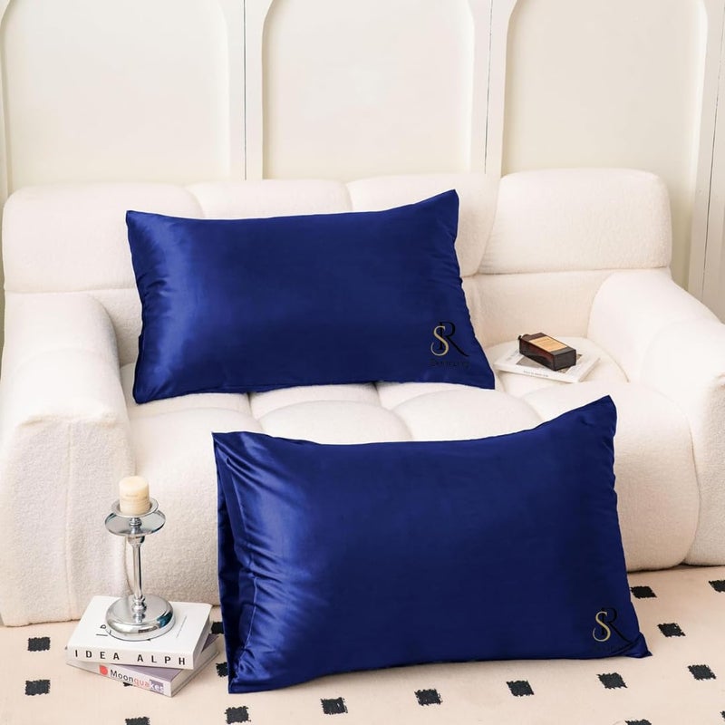 SUN Ring SUNRING Silk Pillowcase for Hair and Skin - Cooling Silk Pillow Case with Hidden Zipper, Soft Breathable Smooth Silk Pillow Cover for Women Girls (Standard, Blue) - Image 3