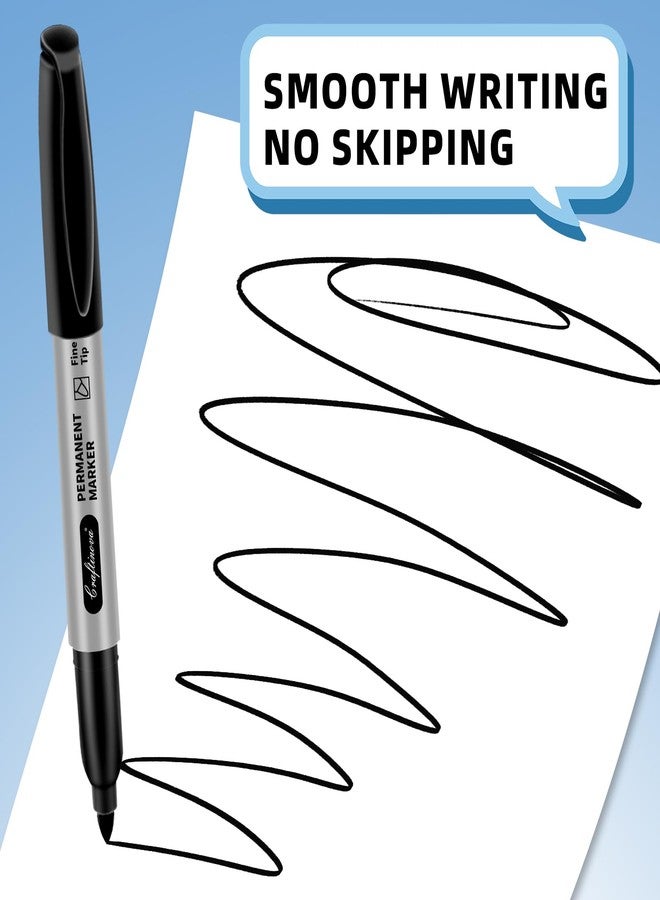 craftinova Black Permanent Markers Bulk Fine Point, Fine Tip Markers Set, Quick Drying and Fade Resistant, Works on Wood, Plastic, Paper, Metal for Classroom, Office, Home, 30 Count - Image 2