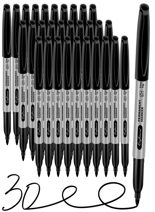 craftinova Black Permanent Markers Bulk Fine Point, Fine Tip Markers Set, Quick Drying and Fade Resistant, Works on Wood, Plastic, Paper, Metal for Classroom, Office, Home, 30 Count - Image 1