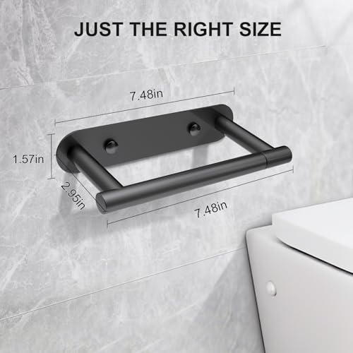 SetSail Toilet Paper Holder Adhesive or Screwin Matte Black Bathroom Toilet Paper Roll Holders Wall Mount Stainless Steel Tissue Holder for Bathroom Hardware Accessories - Image 3