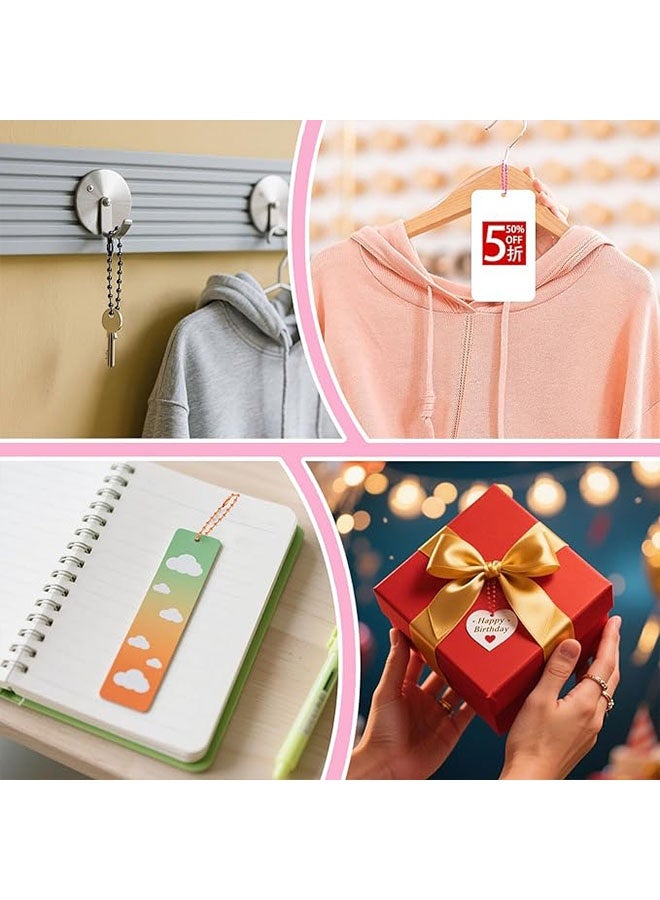 هابي دي 100 سلاسل كرات، سلاسل كرات، سلاسل مفاتيح، سلاسل، حلقات مفاتيح بسلسلة خرز معدني، سلاسل خرز بطول 4.6 بوصة لصنع المجوهرات، سلاسل كرات فولاذية مع موصلات لأعمال مفاتيح DIY (ألوان مختلطة) - Image 4